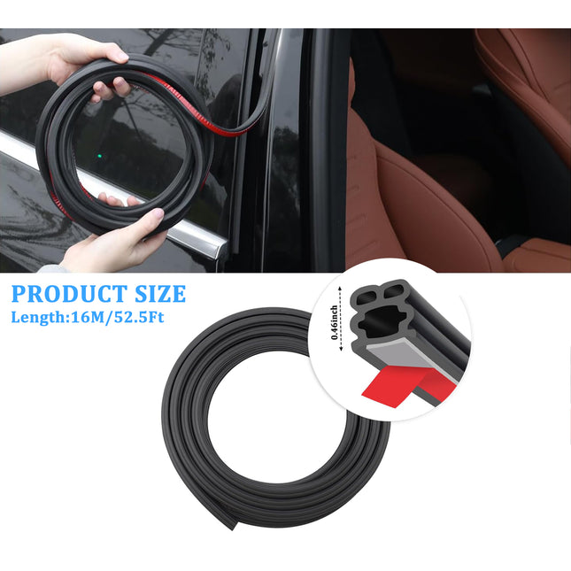 TTCR-II Universal Rubber Weather Stripping for Hoods, Trunks, Windows, Soundproof for Car, Trucks, SUVS